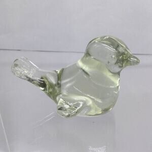 Handmade Art Glass Clear Bird Figurine Paperweight